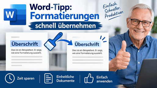 Word-Tipp: Formatierungen blitzschnell übernehmen Sie haben eine Überschrift, einen Absatz oder eine Textstelle bereits perfekt formatiert – und möchten genau diese Formatierung an einer anderen Stelle verwenden? Das geht in Word deutlich schneller, als alles noch einmal von Hand einzustellen. Mit der richtigen Funktion können Sie Schriftart, Schriftgrösse, Farbe, Abstände und weitere Formatierungen mit wenigen Klicks übernehmen. &#55357&#56393 Ein kleiner Word-Trick, der viel Zeit spart und für einheitlich formatierte Dokumente sorgt.