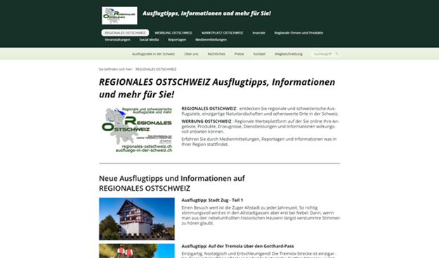 Webseite Regionales Ostschweiz
