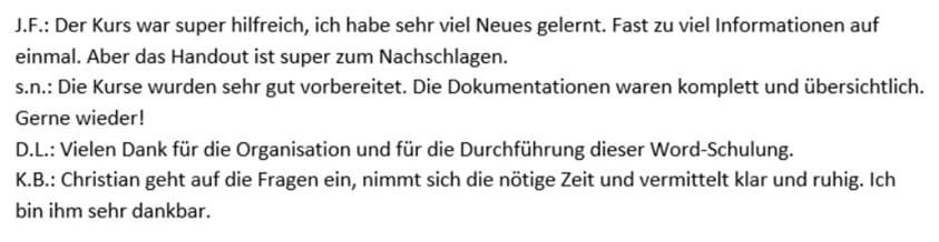 Referenzen: Mitarbeiterschulung Pro Senectute Thurgau: Word erweiterte Anwendungen mit ChatGPT und Power Point - Moderne Präsentationen mit Chat GPT