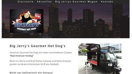 Referenz Webseite Big Jerry's Gourmet Hot Dogs